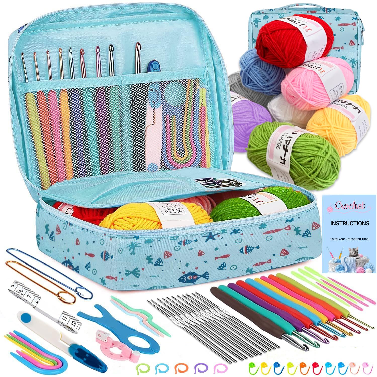 Cdrompy 65Pcs Crochet Kit for Beginners,Crochet Kit for Beginners Adul –  WoodArtSupply
