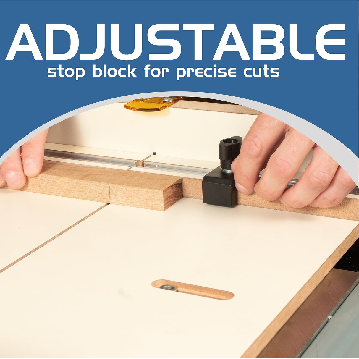 Fulton MDF Table Saw Complete Crosscut Sled Kit with 2 Aluminum Runner Track Bars • 1 Adjustable Stop • Transparent Guard along with Full Color Fulton