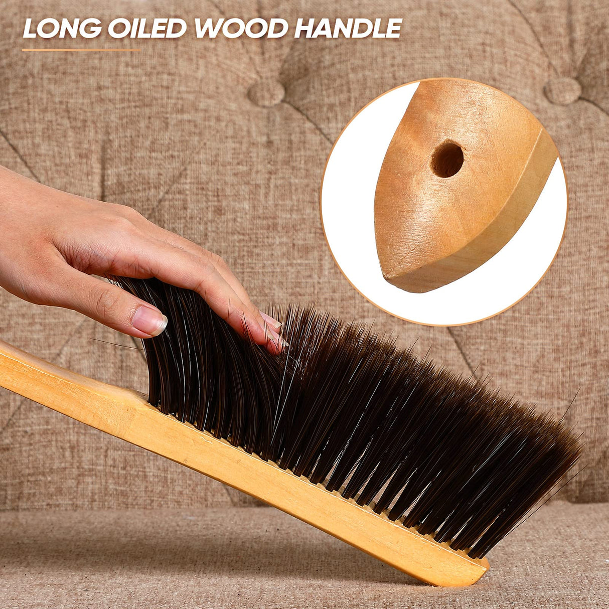 2 Pieces Wooden Bench Brushes Fireplace Brush Horse Hair Bench Brush Soft Bristles Long Wood Handle Dust Brush for Hearth Tidy Car Home Workshop Patelai