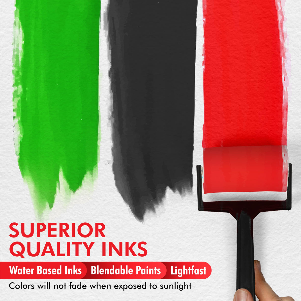 Marabu Block Printing Kit - Linocut Kit with 3 x 100ml Block Printing Ink, Cutter, Rubber Block, and Block Printing Brayer Roller - Linoleum Marabu