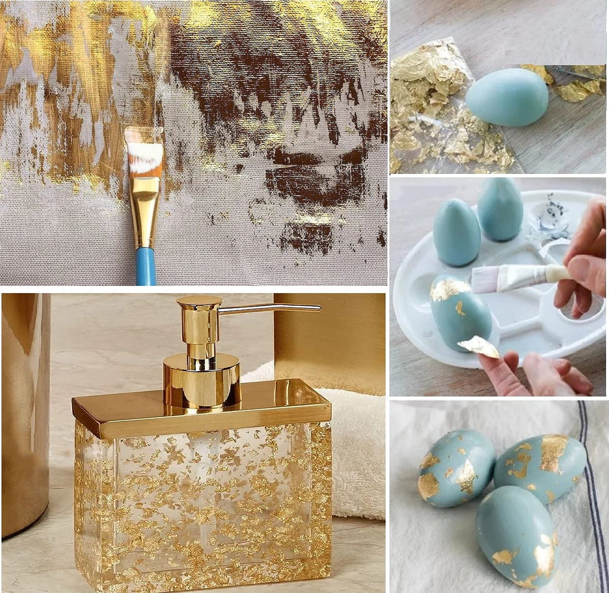 Gold Leaf Flakes,Gold Foil Flakes for Resin,10g Metallic Foil Flakes,for Nail Art, Painting, Crafts, Slime and Resin Jewelry Making , DIY WFAUIBR