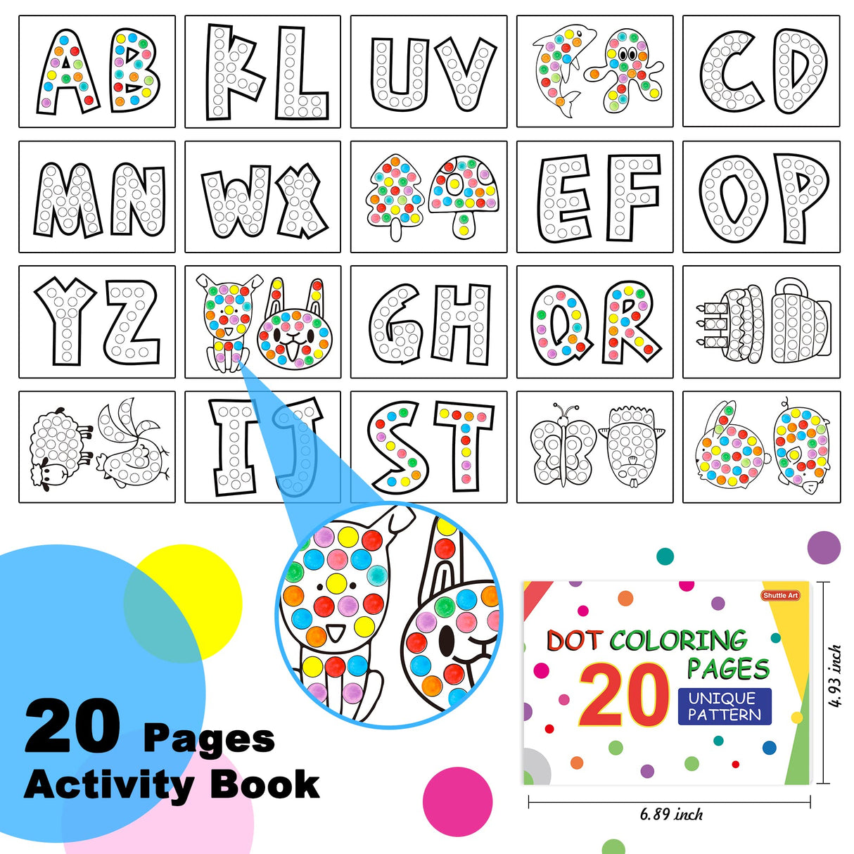 Shuttle Art Washable Dot Markers 36 Colors with Free Activity Book, Fun Art Supplies for Kids Toddlers and Preschoolers, Non Toxic Water-Based Paint Shuttle Art