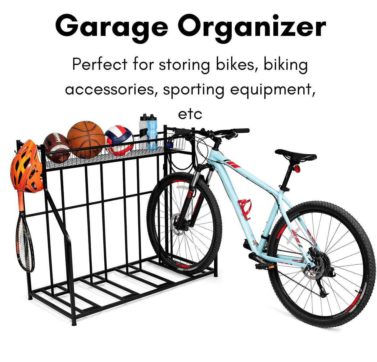 BIRDROCK HOME Garage Bike Storage & Stand | Holds 4 bicycles | Garage Organizer & Sports Storage Station | Black BIRDROCK HOME