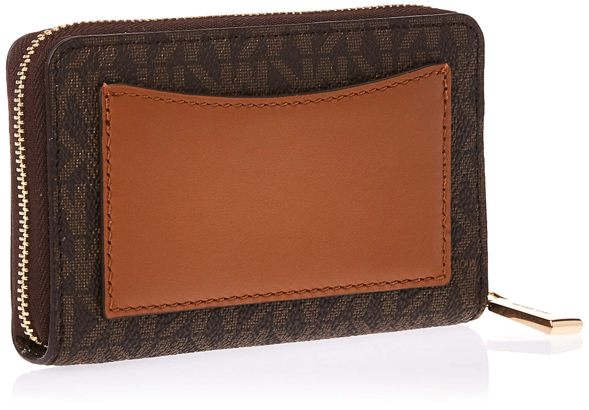 Michael Kors Jet Set Small Zip Around Leather Card Case Brown/Acorn One Size Michael Kors