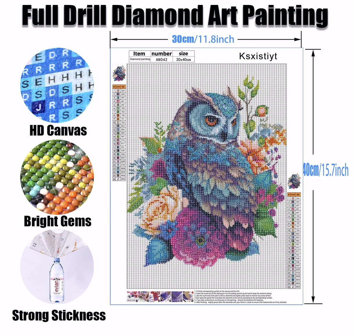 Ksxistiyt Owl Diamond Art Painting Kits for Adults, Full Drill Diamond Dots Paintings for Beginners, Round 5D Paint with Diamonds Pictures Gem Art Ksxistiyt