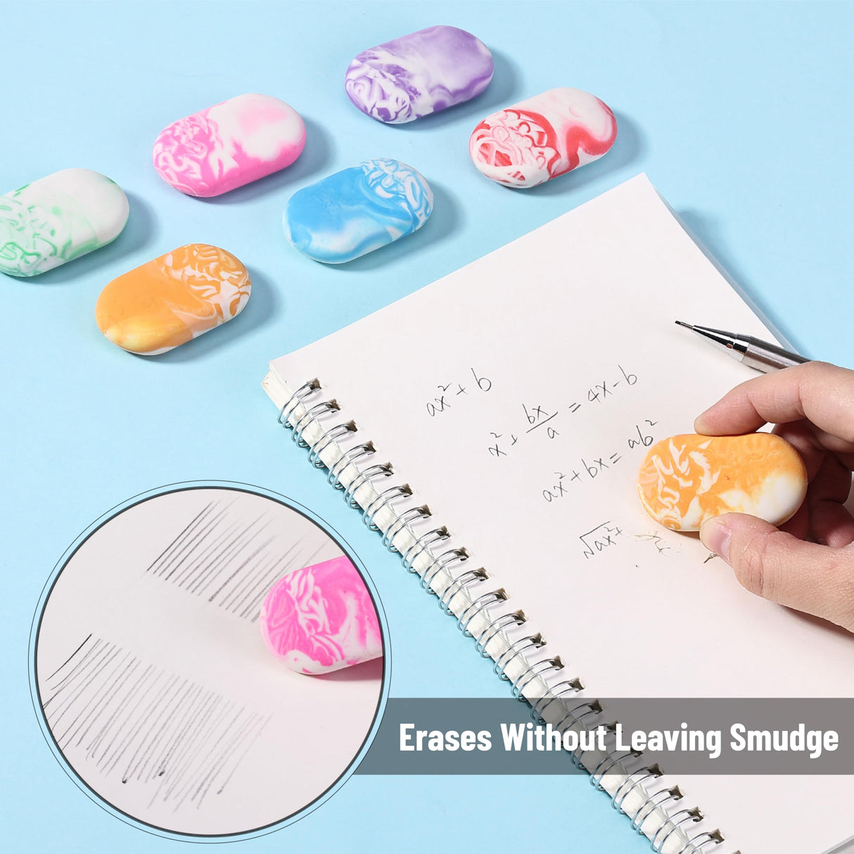 Mr. Pen- Erasers, 12 Pack, Marble Pencil Eraser, Erasers for Pencils, Mr Pen Erasers, Erasers for School, Large Eraser, Erasers for School, Rubber Mr. Pen