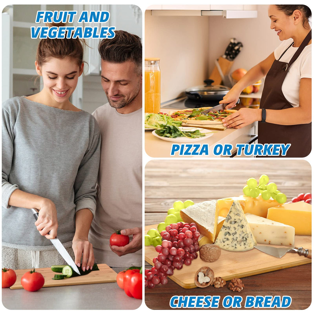 18 Pcs Wood Cutting Board Bulk Kitchen Chopping Boards Large Serving Board Wooden Cutting Board Set for Kitchen Meat Cheese Bread Vegetables (12'' x Lincia