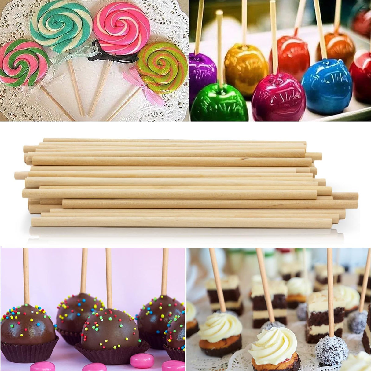 Perfect Stix - WED120-50 Wooden Lollipops and Cake Dowel Rod, 1/4" Diameter x 12" Length (Pack of 50) Perfect Stix