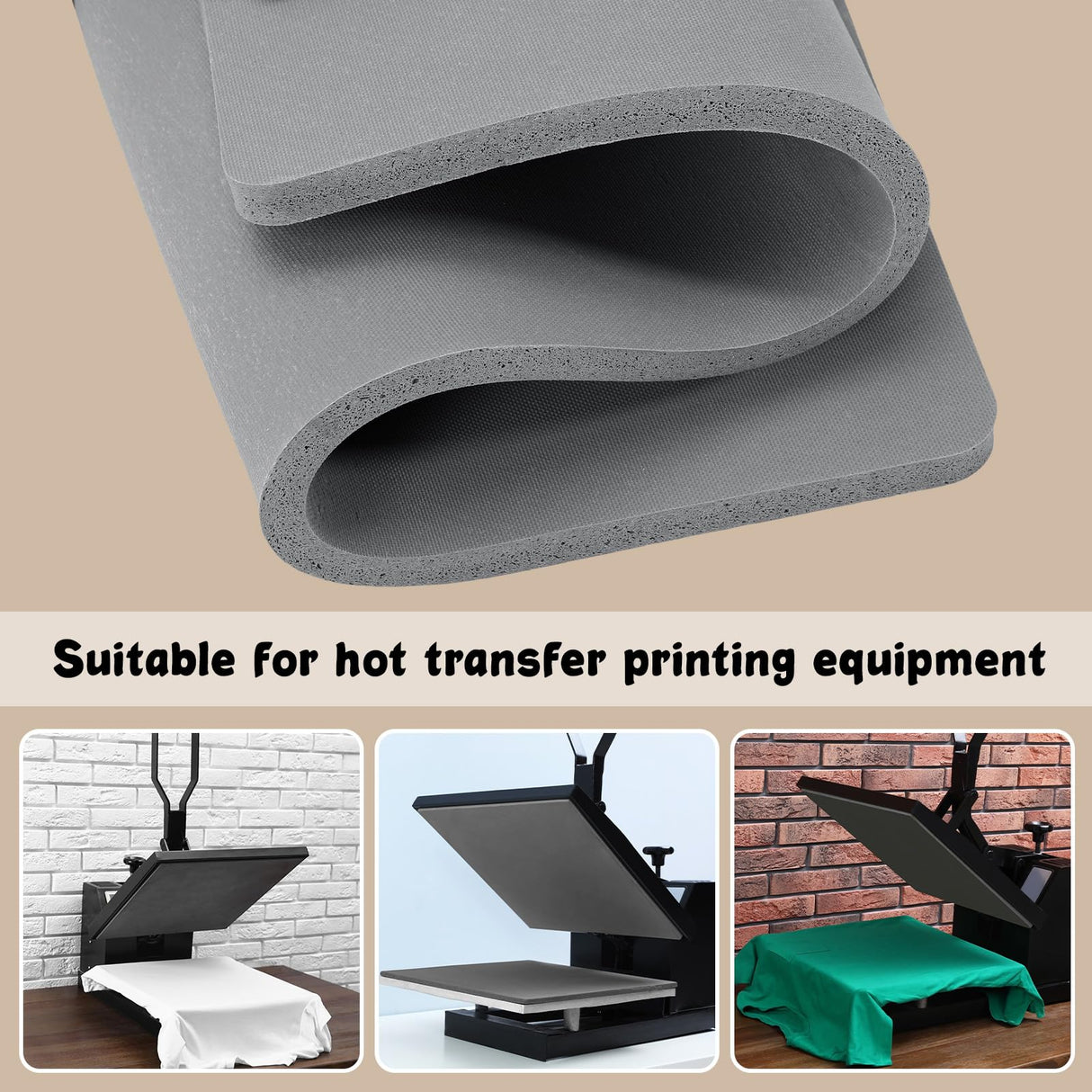 Frienda 2 Pcs Heat Press Pad Mat 0.31 Inch Thick Silicone Mat for Heat Press Flat Press Replacement Pad for Sublimation Heat Transfer Machine T Shirt Frienda