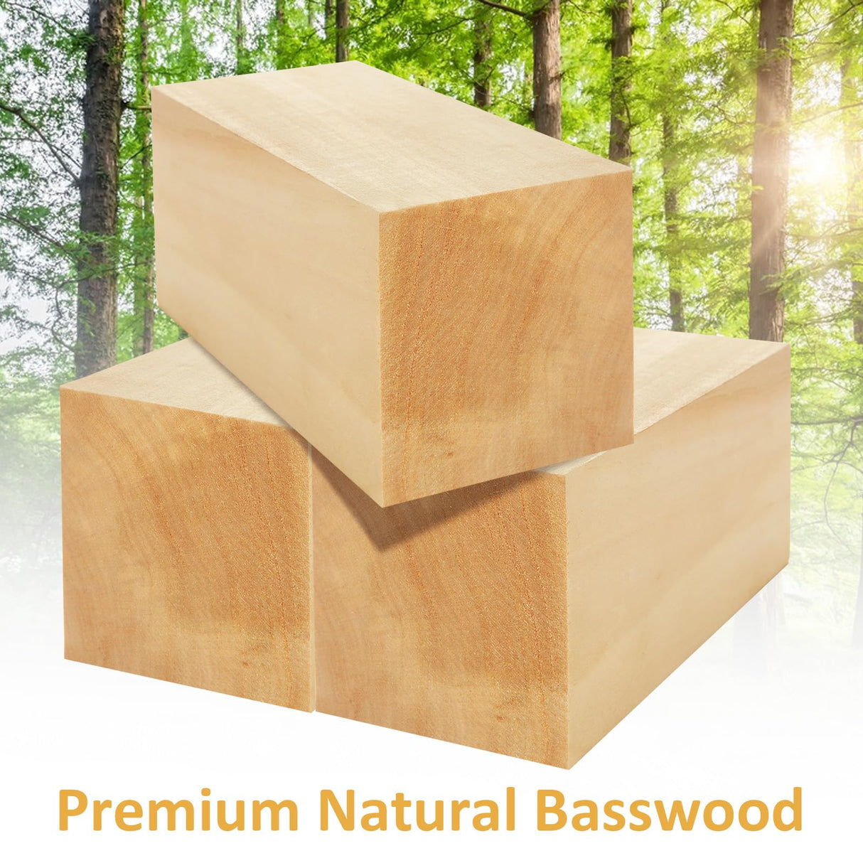 FVIEXE 3PCS Basswood Carving Blocks, 6x3x3 Inch Whittling Bass Wood Blocks for Wood Carving Unfinished Wood Blocks for Crafts Wood Carving Wood Set FVIEXE