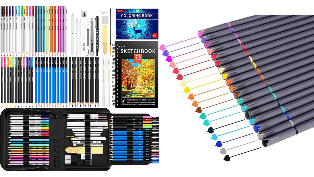 iBayam 18 Color Fineliner Pen & 78-Pack Drawing Set iBayam