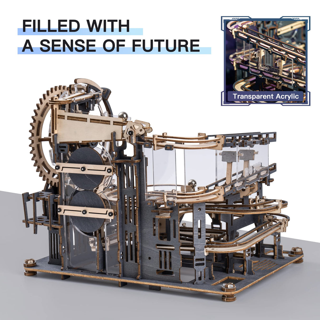 Marble Run to Build, 294-Piece Wooden Marble Maze STEM Toy Building Sets for Teens & Adults Unique Hobbies Kit/Gift ROBOTIME