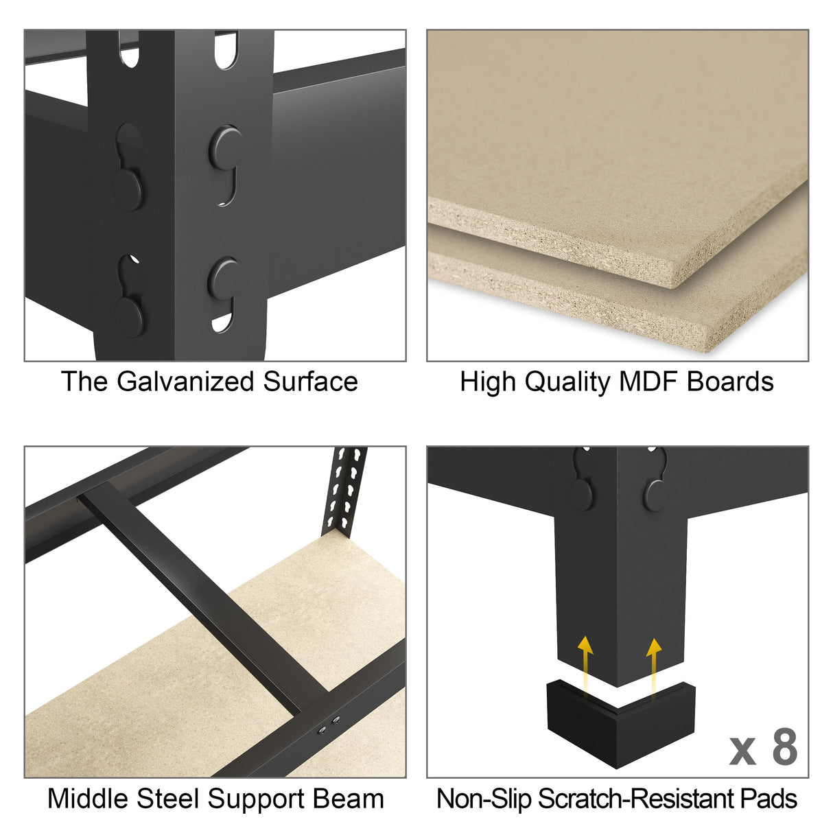 PrimeZone 4 Tier 36" W x 16" D x 55" H Storage Shelves - Adjustable Garage Storage Shelving, Heavy Duty Metal Storage Utility Rack Shelf Unit for PrimeZone