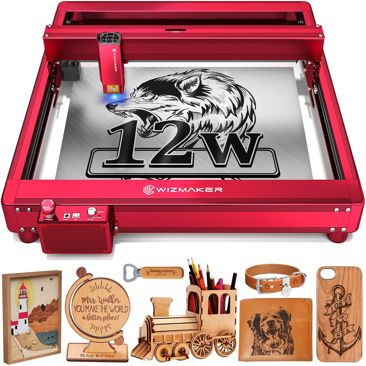 WIZMAKER 20W Laser Engraver with Air Assist, Spliceable Honeycomb Working Table WIZMAKER