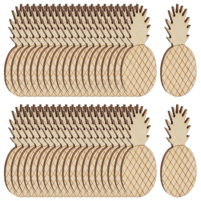Honbay 100PCS Pineapple Unfinished Blank Wood Pieces Wood Slices Wood Chips Wooden Pineapple Shaped Embellishments Fruit Wood Cutouts Ornaments for