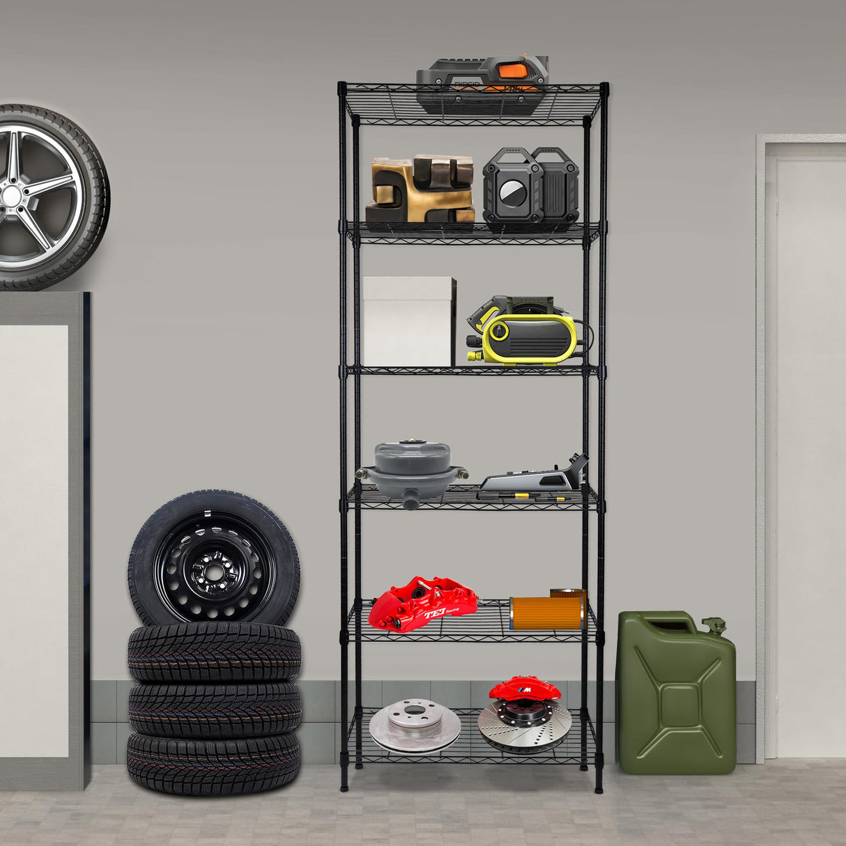 REGILLER 6-Wire Shelving Metal Storage Rack Adjustable Shelves,Standing Storage Shelf Units for Laundry Bathroom Kitchen Pantry Closet (Black,30L x REGILLER