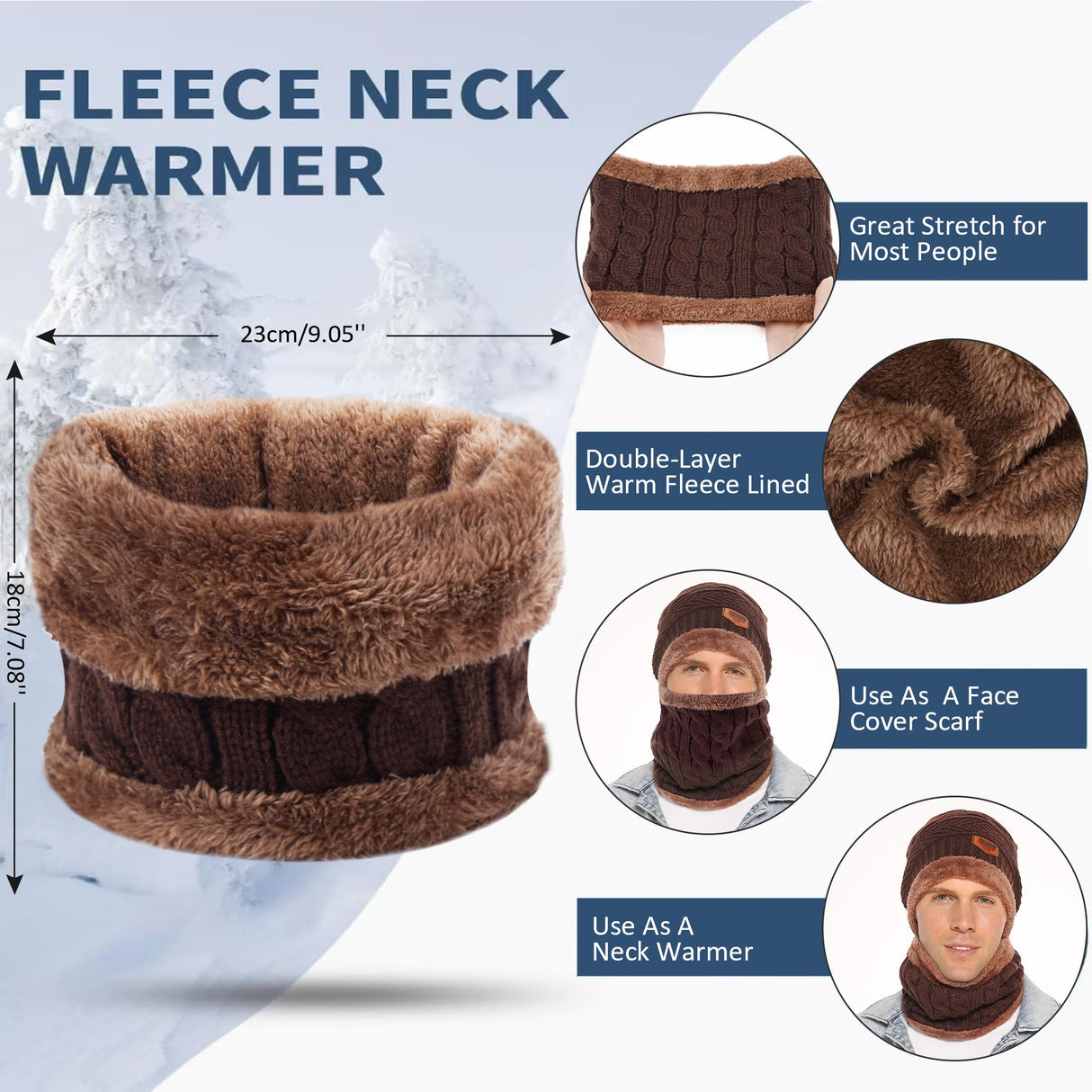 FZ FANTASTIC ZONE Mens Womens Winter Beanie Hat Scarf Set Warm Knit Thick Fleece Lined Skull Cap Neck Warmer for Men Women FZ FANTASTIC ZONE