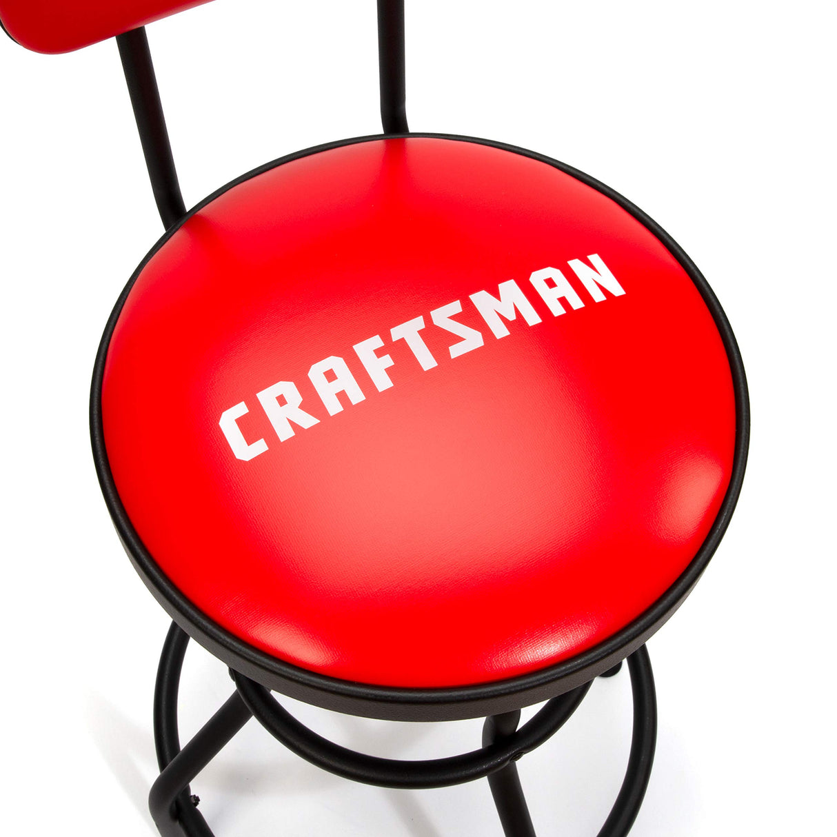 Craftsman Adjustable Height Work Shop Stool, 29 to 34-inches Tall, Rip-Resistant Padded Vinyl Seat, 300-lb Capacity, 360-degree Footrest, Non-Marring Craftsman