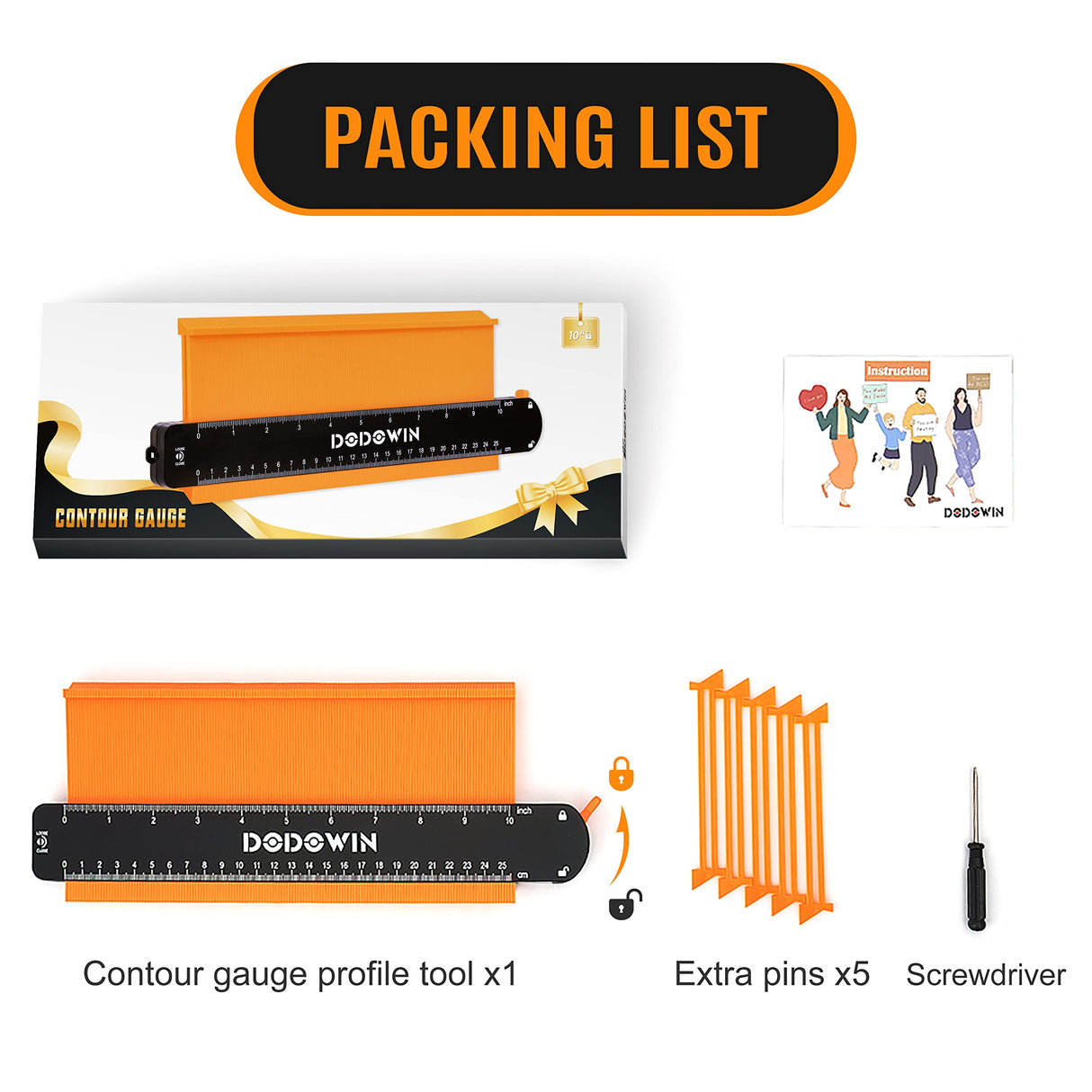 dodowin Contour Gauge, Men Gifts for Christmas, Stocking Stuffers for Him Dad Husband Boyfriend, Shape Duplicator Gadgets Flooring Tools for Tile dodowin