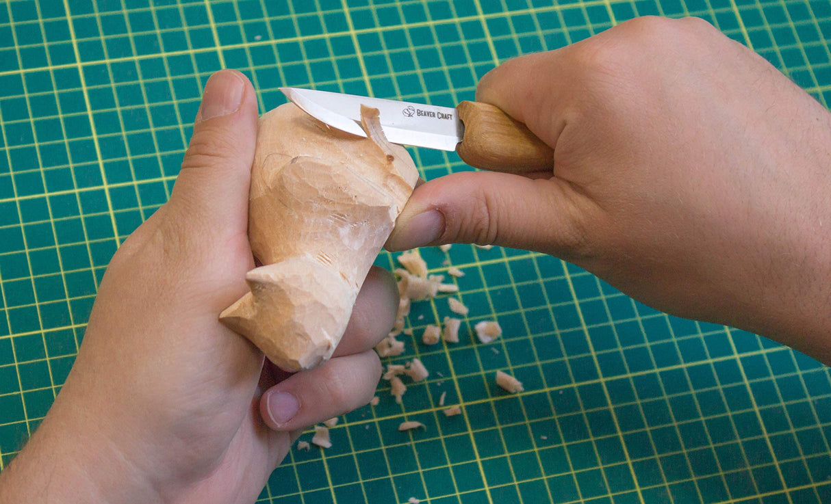 BeaverCraft, Whittling Knife C1M - Small Sloyd Knife - Wood Carving Knives Tools for Beginners - Carbon Steel Scandi Grind Blade - Beginners BeaverCraft