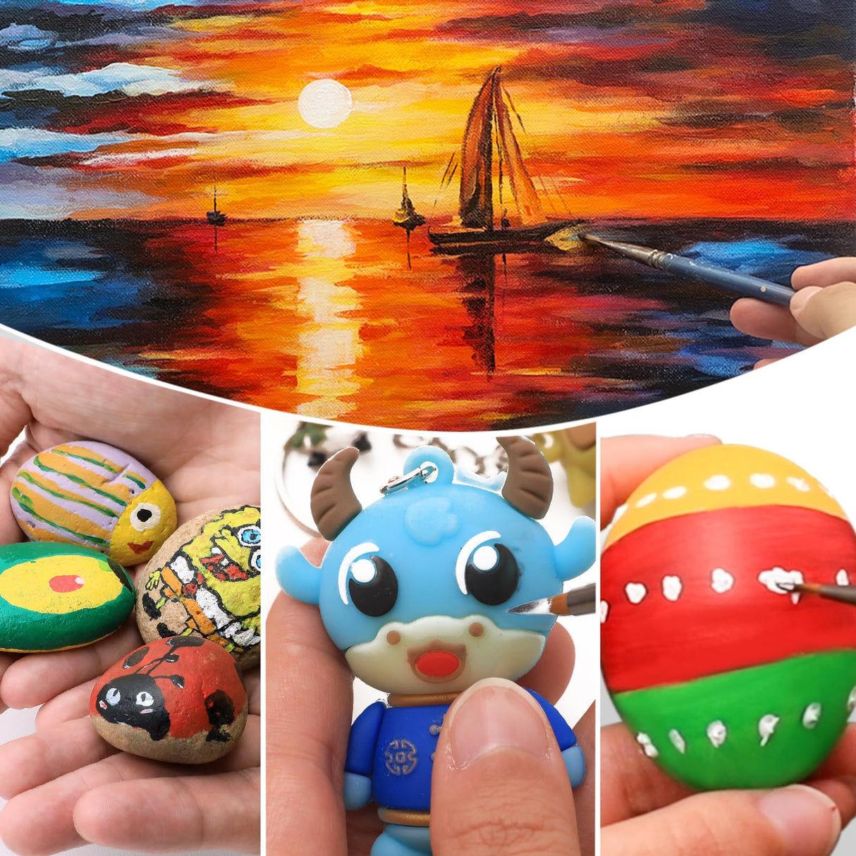 Artecho 12 Colors Large Bulk Acrylic Paint Set (500ml/17oz) Bottles, Art Craft Paint for Art Supplies, Canvas, Rocks, Wood, Fabric, Ceramic, Non Artecho