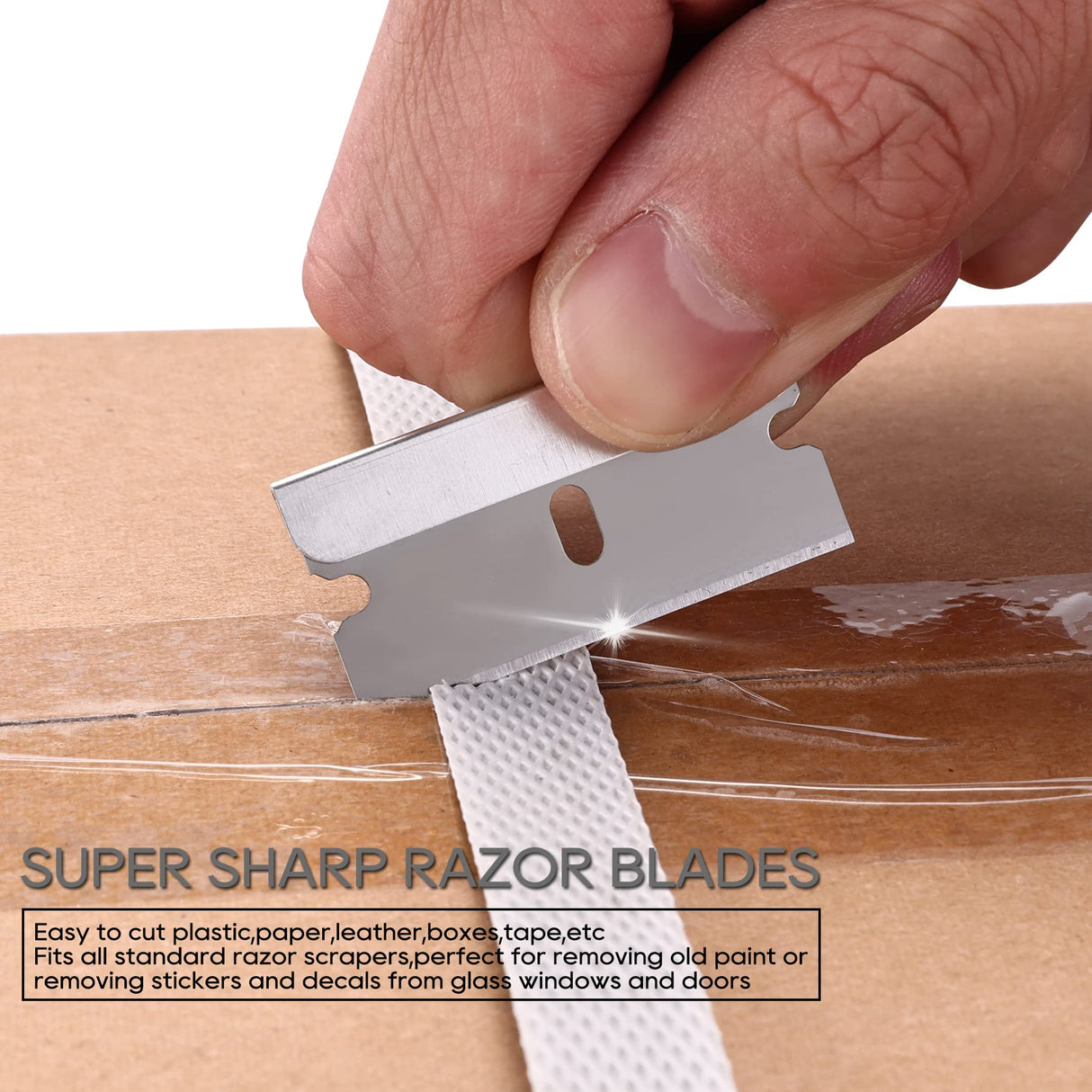 REXBETI 100PCS Single Edge Razor Blades, Industrial Razor Blades for Scraper, Suitable for Removing Labels, Decals, Stickers and Old Paint REXBETI