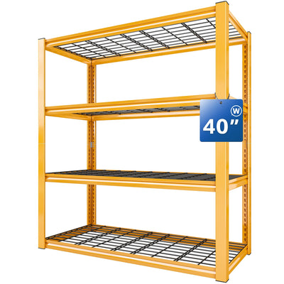 REIBII 40"W Garage Shelving Heavy Duty Loads 2240LBS Garage Storage Shelves Heavy Duty Shelving 4-Tier Adjustable Metal Shelves for Storage Rack
