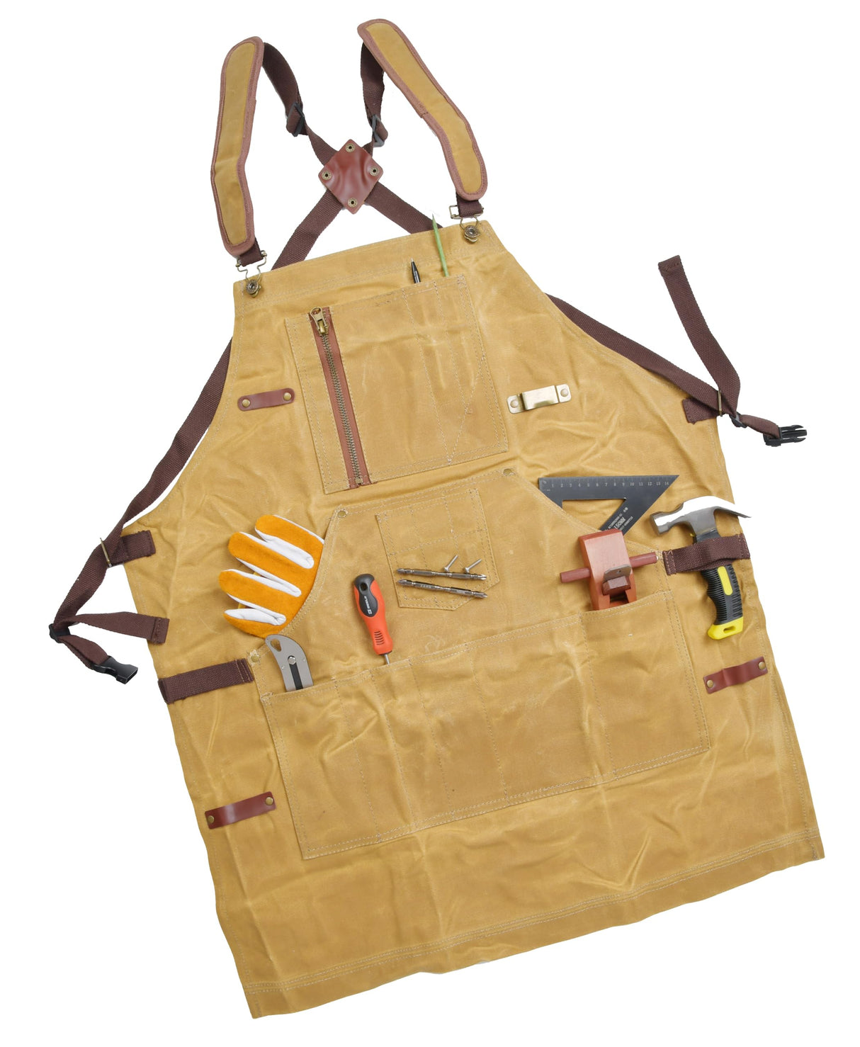 btfapron Heavy Duty Men's and women's work waxed canvas aprons with zipper pockets, protective gifts, suitable for woodworking machinery, barbecuing btfapron