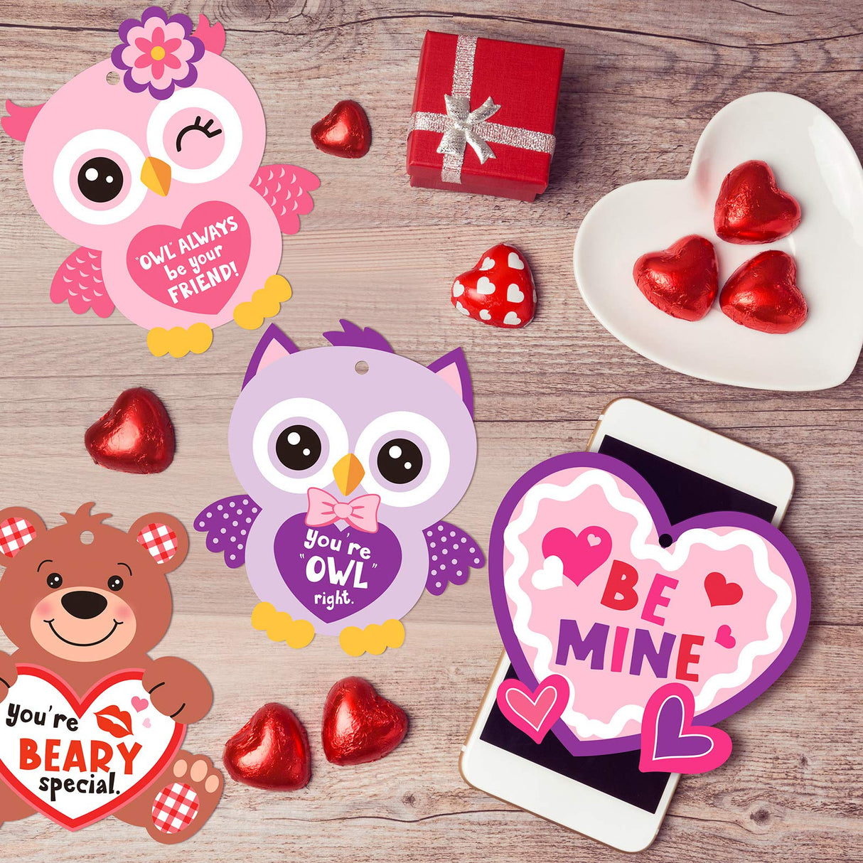 Valentine's Day Crafts Kits DIY Valentine Decorations Hanging Ornaments, Lanyards for Kids Family Entertainment Activities, 4 Styles (24 Sets) Sumind