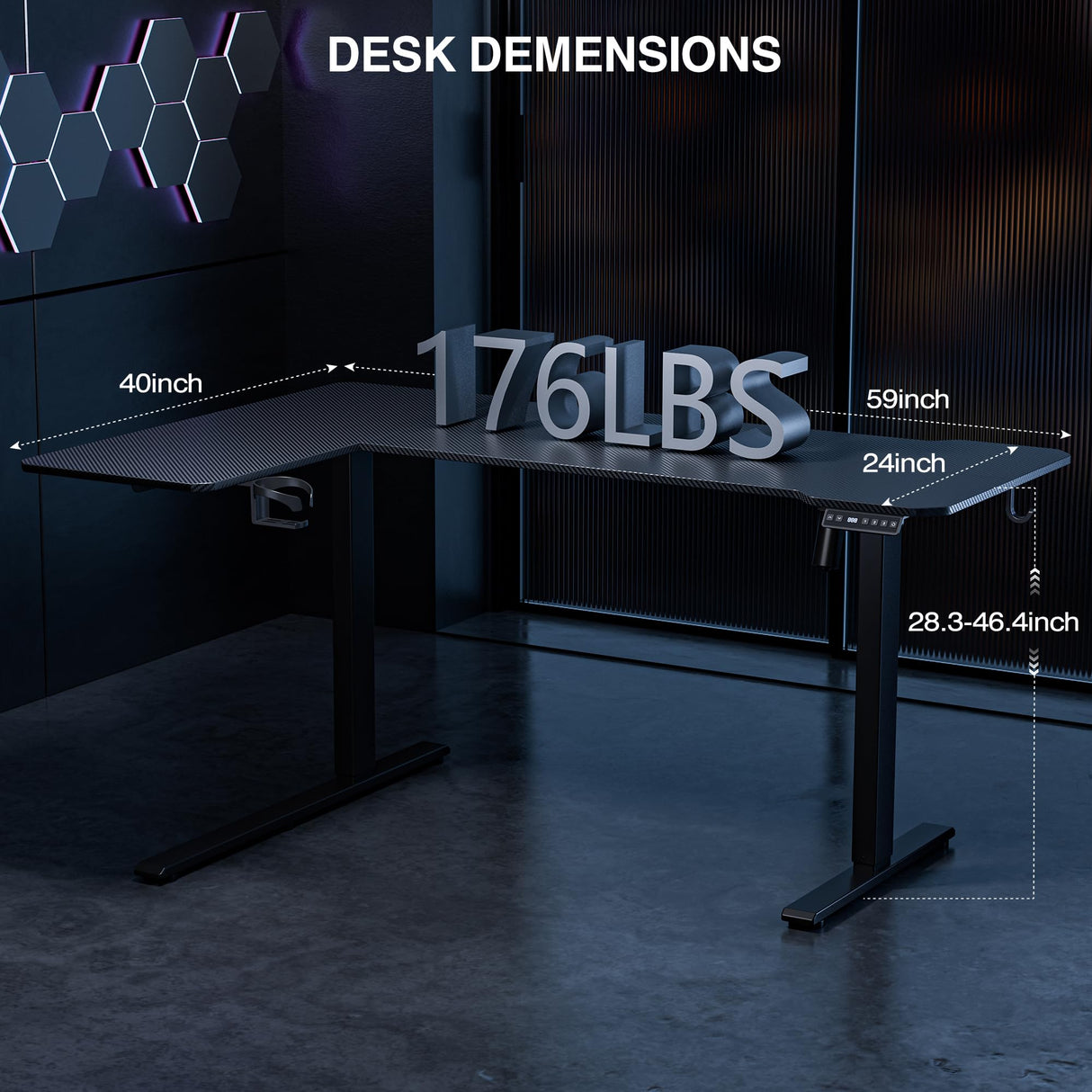 Acrolix 59" Reversiable L-Shaped Electric Standing Desk Adjustable Height Gaming Stand Up Corner Desk Sit Stand Home Office Computer Desk with Splice Acrolix