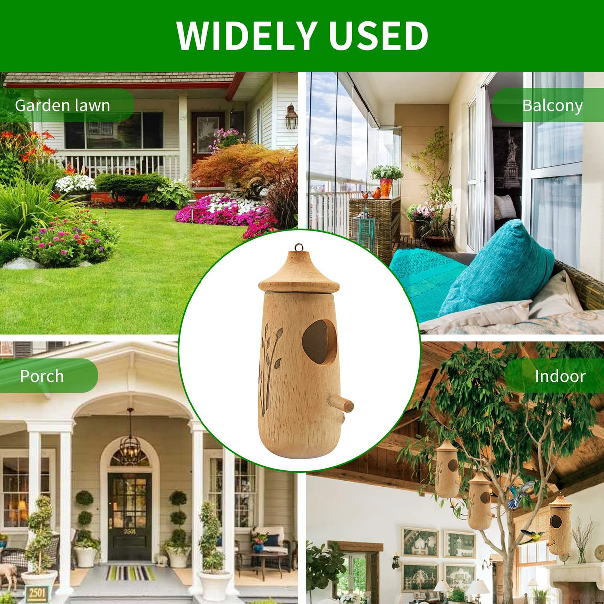 Hummingbird House for Outside Hanging,Wooden Humming Bird Houses for Outside for Nesting Hanging,Natural Hummingbird Swing Nest for Wren Swallow CANIPHA