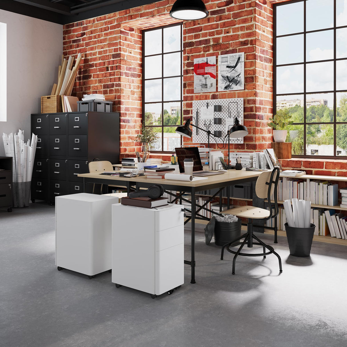 YITAHOME 3-Drawer Metal Filing Drawers with Keys, Compact Slim Portable File Pre-Built Office Storage Cabinet for A4/Letter/Legal (White) YITAHOME