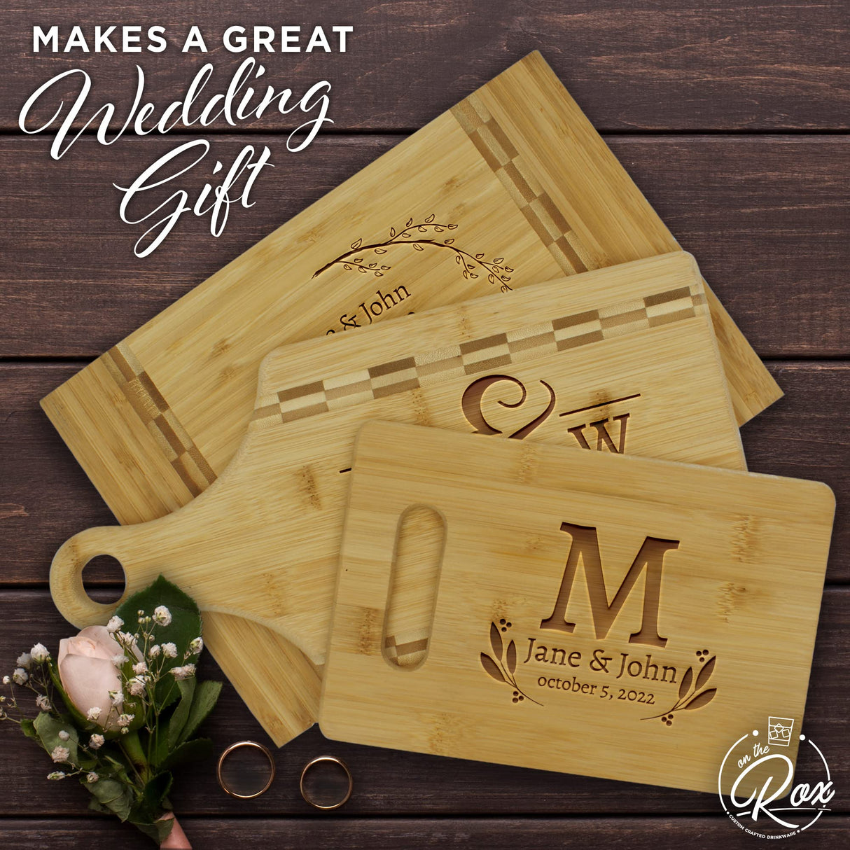 Personalized Wedding Gifts for Couples - Personalized Cutting Board - Custom Bamboo Cutting Board - Engraved Cutting Board - Customizable On The Rox