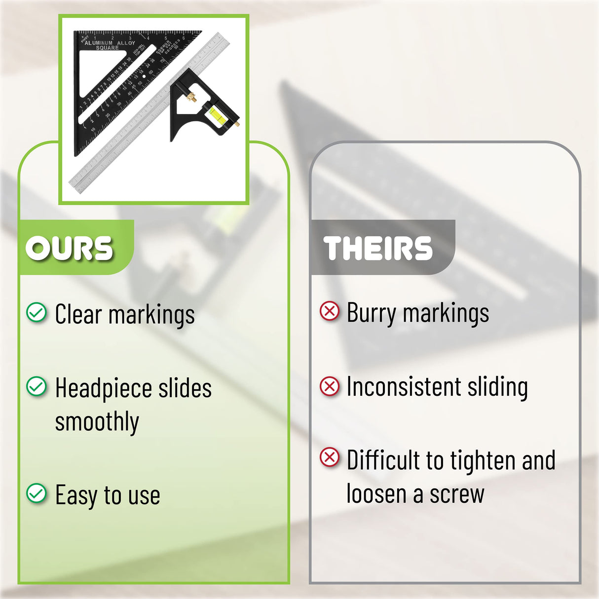 Mr. Pen- Rafter Square and Combination Square Tool Set, Black, 7" Square, 12" Aluminum Carpenter Square, Framing Square, Square Tool, Woodworking Mr. Pen