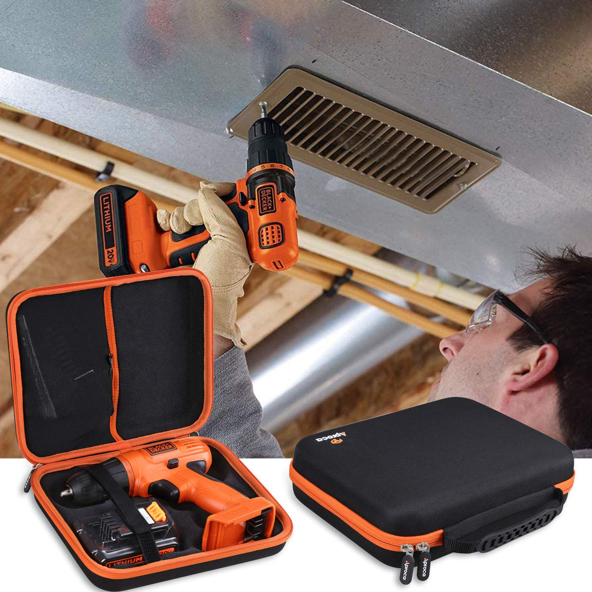 Aproca Hard Travel Storage Carrying Protective Case for BLACK+DECKER 20V MAX Cordless Drill/Driver Aproca