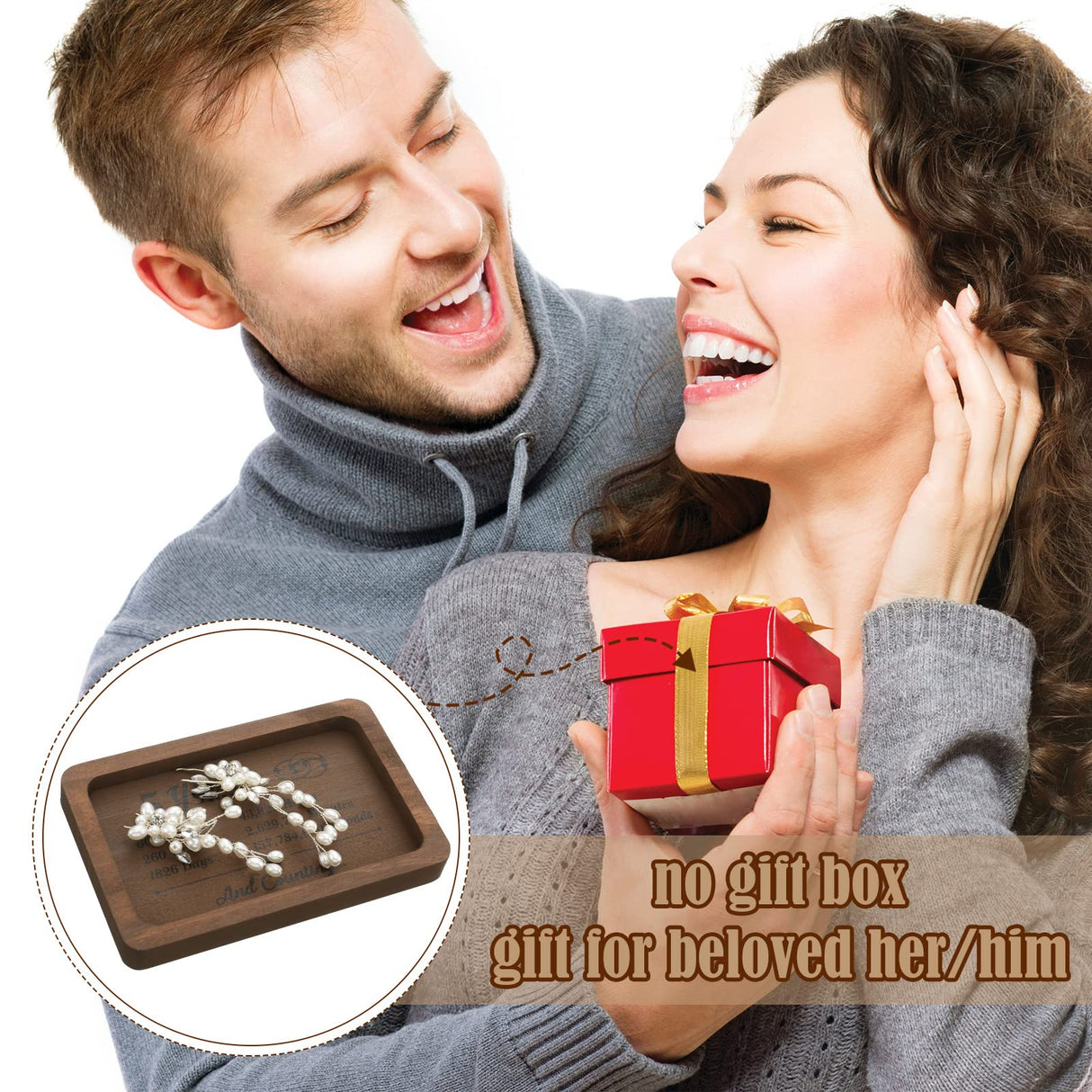 Gerrii Anniversary Wood Gift Rectangle Engraved Tray Wedding Anniversary Wood Gifts for Him Husband Wife Trinket Dish Solid Wood Jewelry Display Tray Gerrii