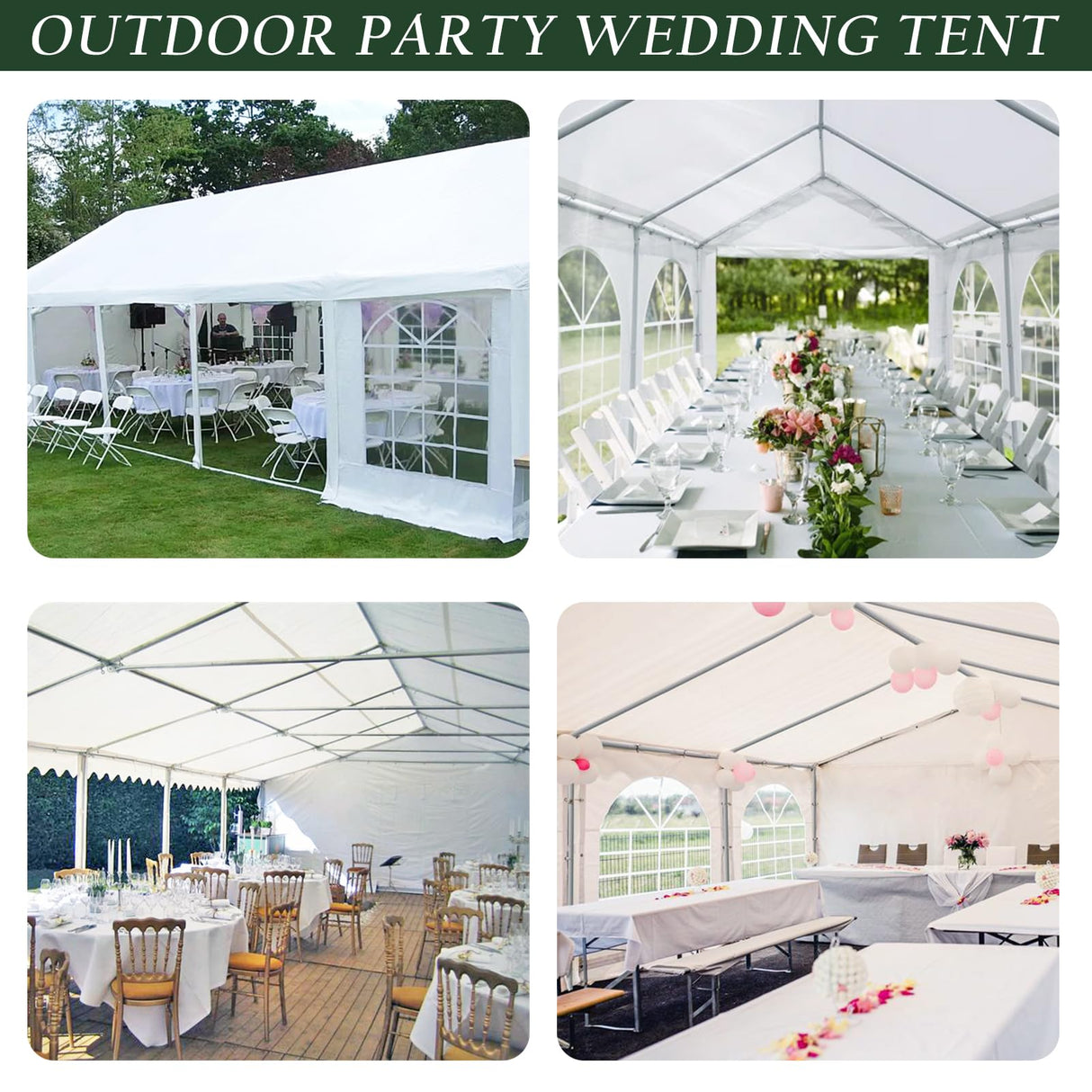 Sophia & William XXXLarge 20'x 40' Gazebo Party Tent White, Outdoor Wedding Event Camping Canopy Shade with 12 Removable Side Walls and Carry PE Bag, Sophia & William