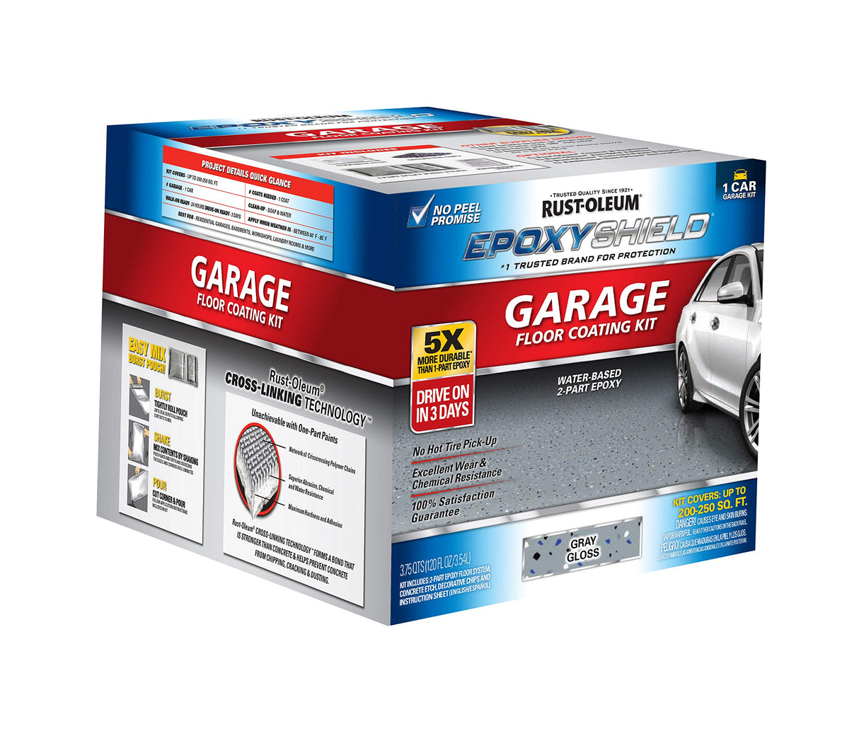 Rust-Oleum 251965 EPOXYSHIELD Garage Floor Coating, 1 Car Kit, Gray Rust-Oleum
