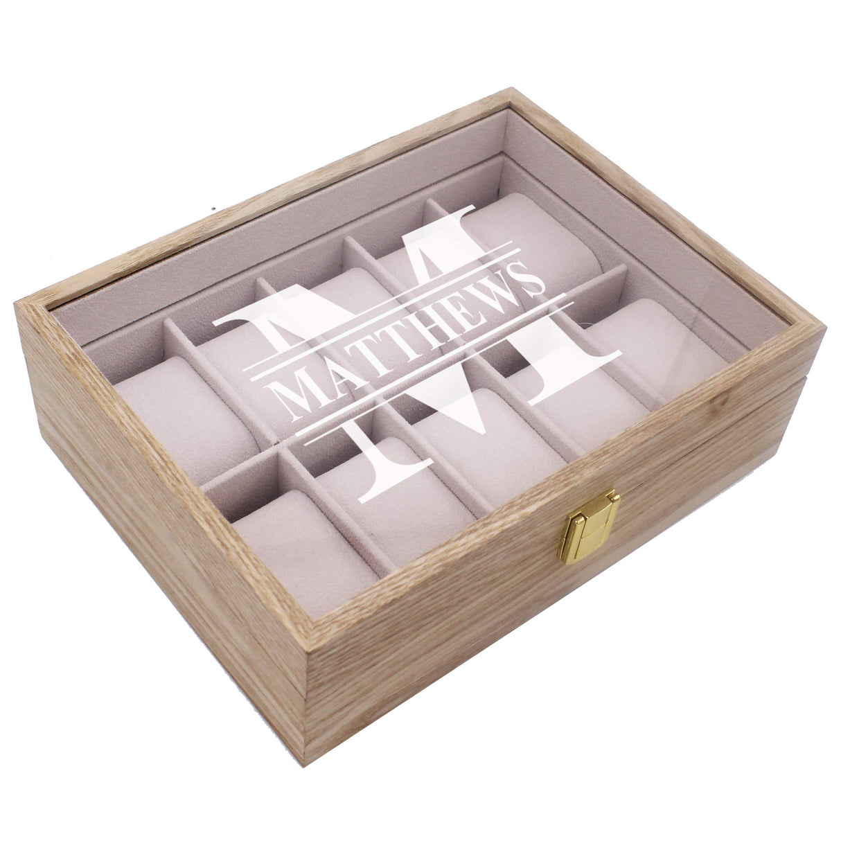Custom Personalized Watch Storage Box Case - Name Initial - Groomsmen Fathers Day Gift - Engraved (Distressed Wood) My Personal Memories