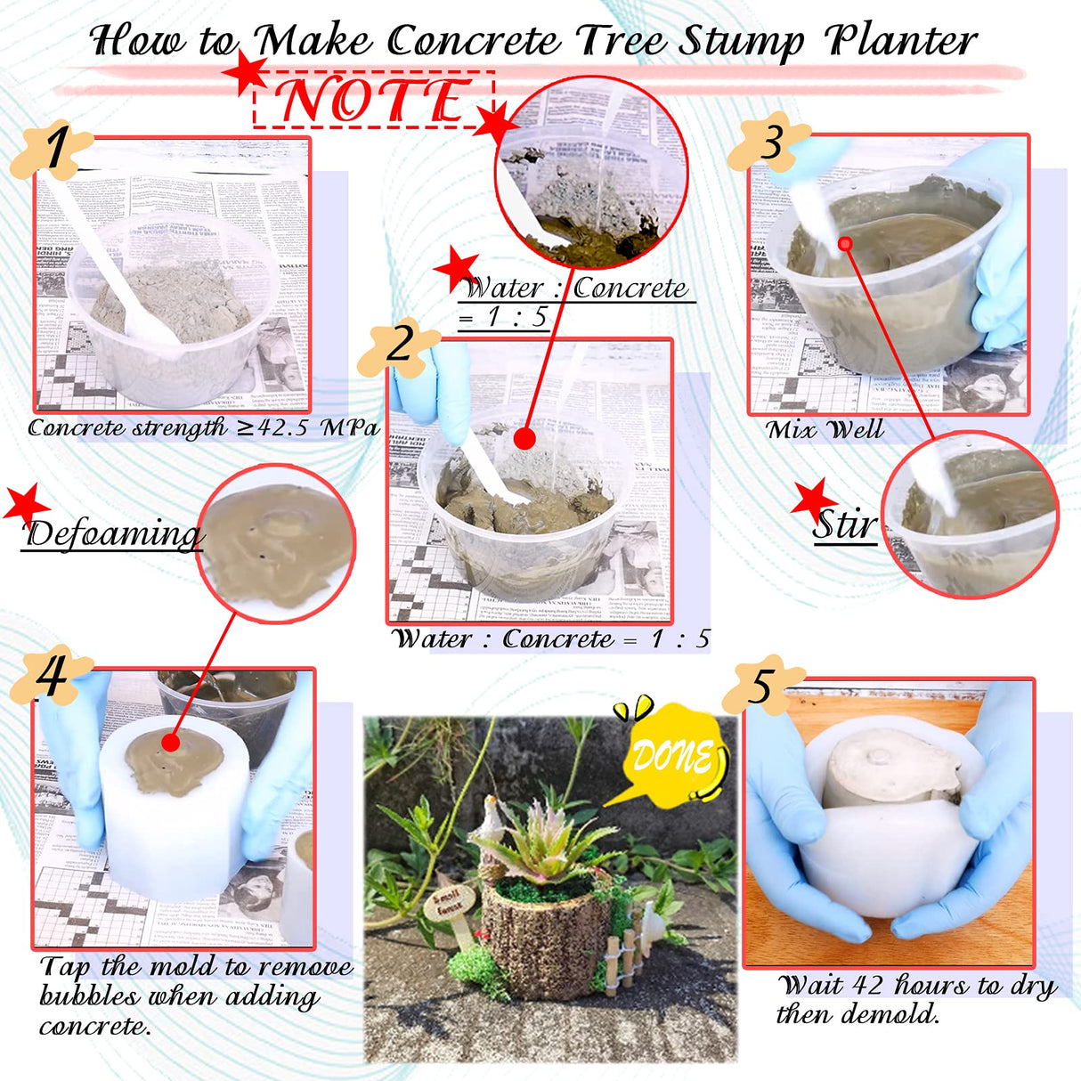 FUNSHOWCASE Small Tree Stump Flower Pot Silicone Mold for Epoxy Resin Concrete Clay Succulent Planter Ashtray Candle Holder 2.8x2inch FUNSHOWCASE
