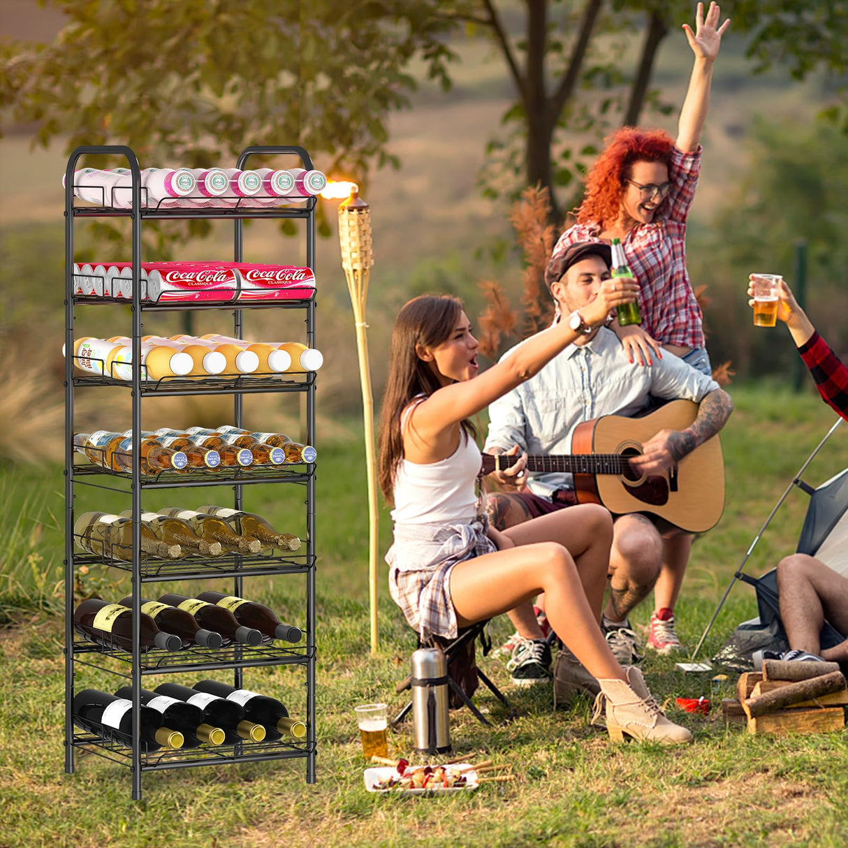 GILLAS 6 Tier Water Bottle Storage Rack, Free Standing Vertical Metal,Water Bottle Organizer, Large Capacity Bottled Rack Water Holder Stand for GILLAS