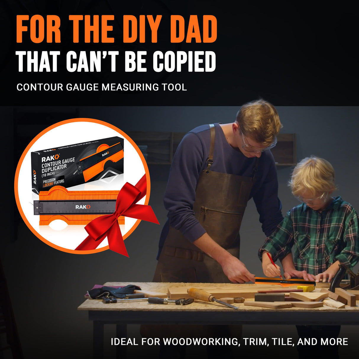 RAK Contour Gauge - Christmas Gifts for Dad - 10 Inch Edge Profile Measuring Tool with Lock - Adjustable Irregular Shape Outline of Flooring, Laying RAK