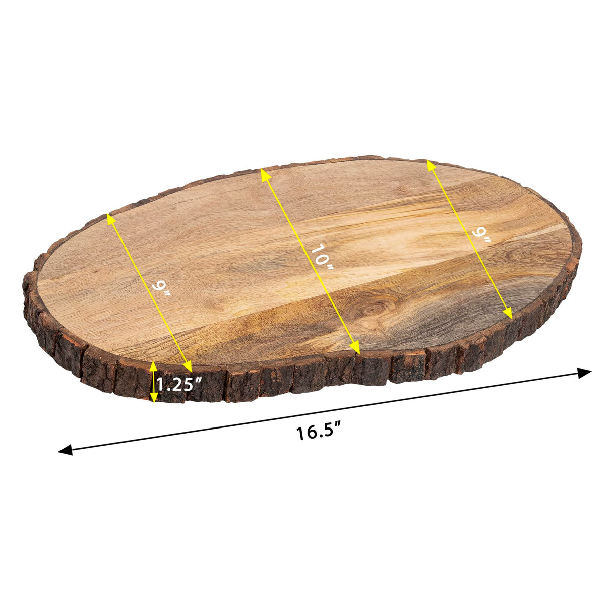 GoCraft Oval Wooden Cutting Board with Tree Bark Rim | Mango Wood Live Edge Chopping, Prep, Serve Board | Charcuterie Platter - 17" x 10" GoCraft