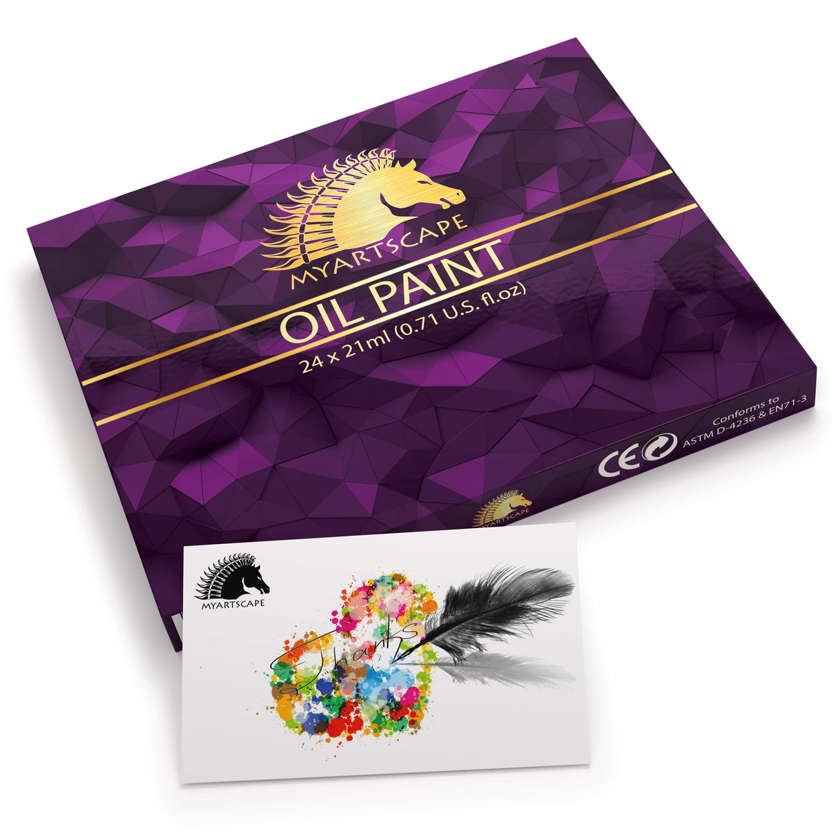 MyArtscape Oil Paint Set - 24 x 21ml Tubes - Artist Quality - Rich Vivid Oil-based Colors - Lightfast - Heavy Body - Great Saturation - Glossy Finish MyArtscape