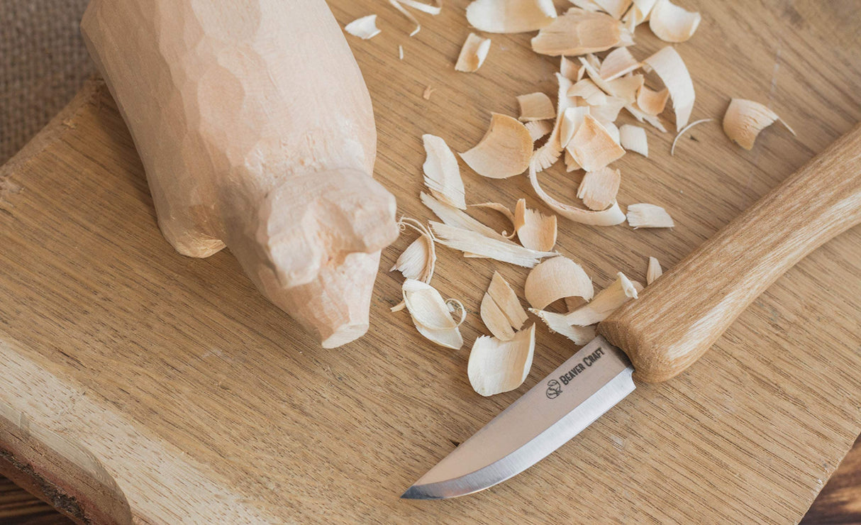 BeaverCraft, Whittling Knife C1M - Small Sloyd Knife - Wood Carving Knives Tools for Beginners - Carbon Steel Scandi Grind Blade - Beginners BeaverCraft