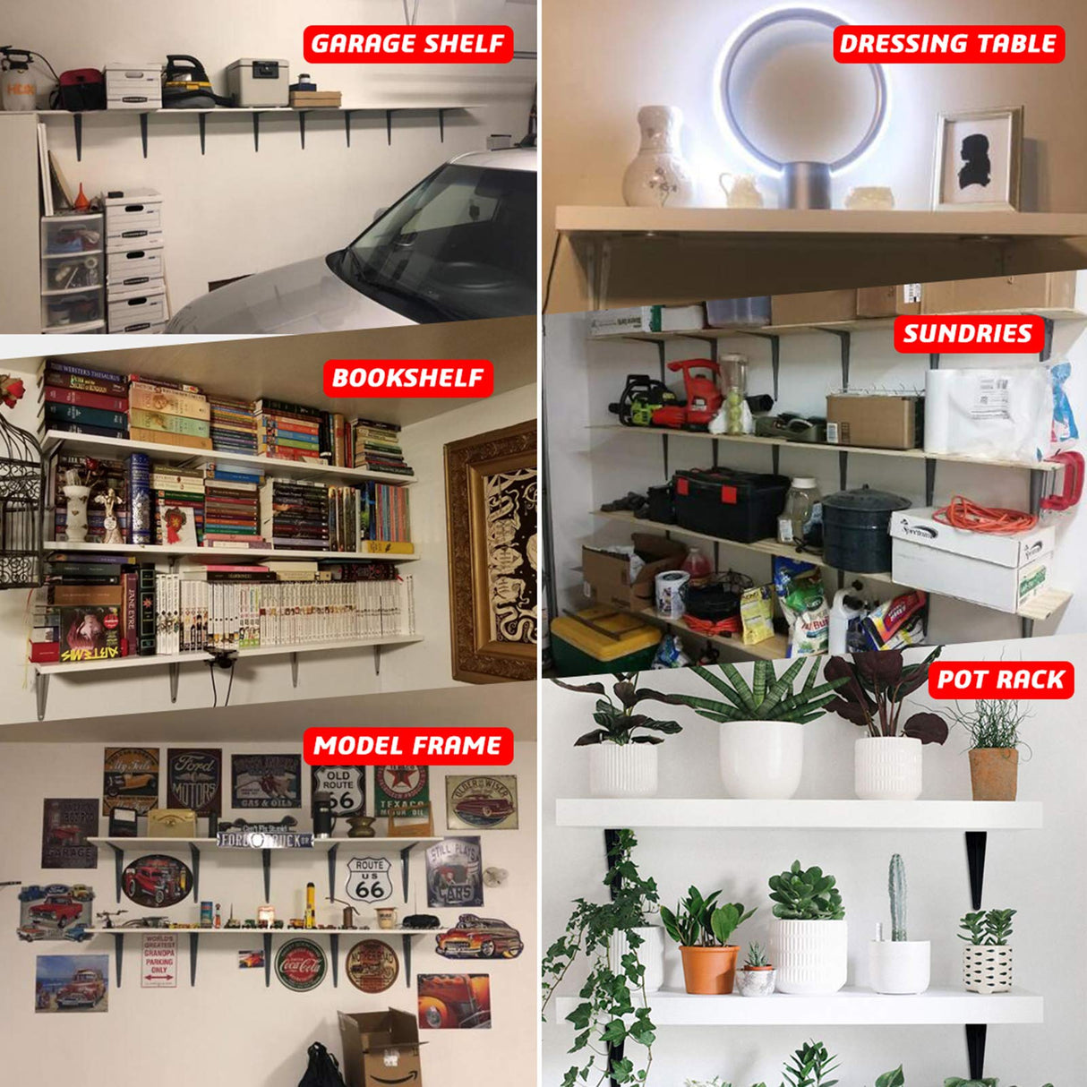 20 Pack Black Shelf Brackets 10 inch, Heavy Duty DIY Floating Wood Shelf Bracket Decorative Rustic L Bracket, J Brackets Metal Joint Angle Bracket Jorohiker