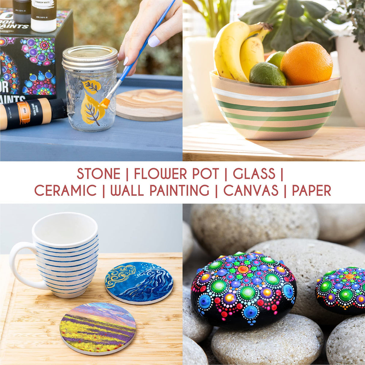 Outdoor acrylic paint set (2 fl oz)- 20 Tubes 2 with Glow in the Dark Effect - Art supplies for Adults - For multiple use- Woods, Leather, Metal & Zenacolor