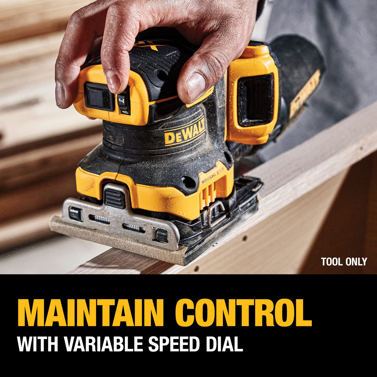 DEWALT 20V MAX* XR Palm Sander, Sheet, Variable Speed, 1/4-Inch, Tool Only (DCW200B) DEWALT