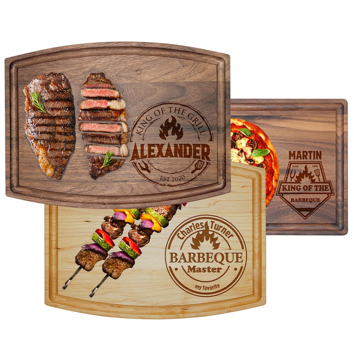 Barika Custom Engraved Wood Cutting Board for Men - Unique Gift Idea for Dad, Grandpa, Husband, Son, Him - Best Customized Fathers Day, Bbq, Grilling Barika