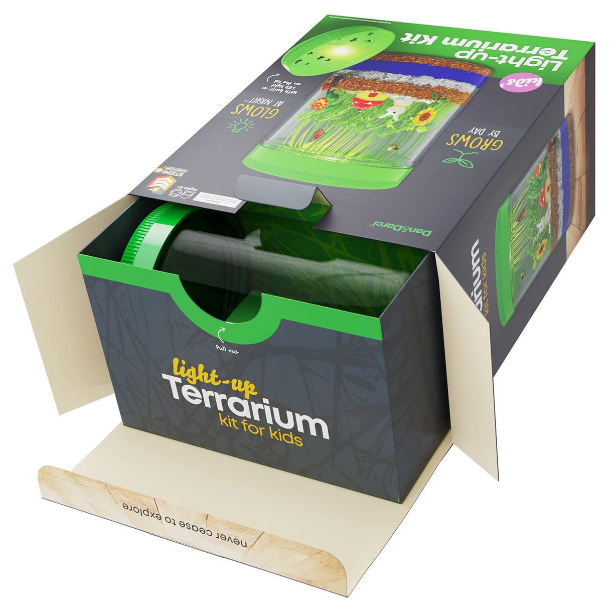 Light-Up Terrarium Kit for Kids - STEM Science Kits - Gifts for Kids - Educational DIY Kids Toys for Boys & Girls - Crafts Projects Ideas for Ages 6 Dan&Darci